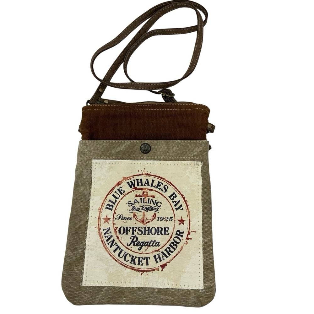 Myra Crossbody Bag Purse Sailing Anchor‎ Harbor Coastal Cottage Nautical Canvas